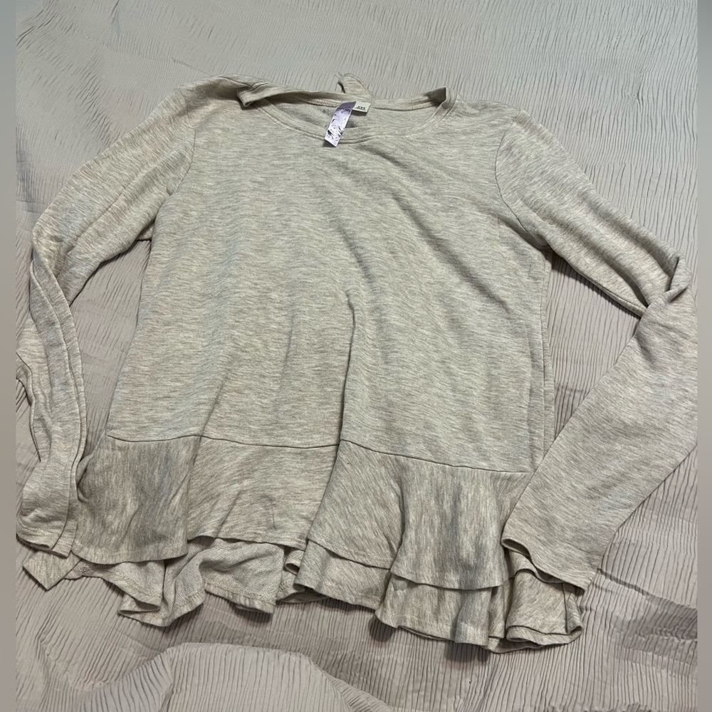 Womens tan sweater with tie back